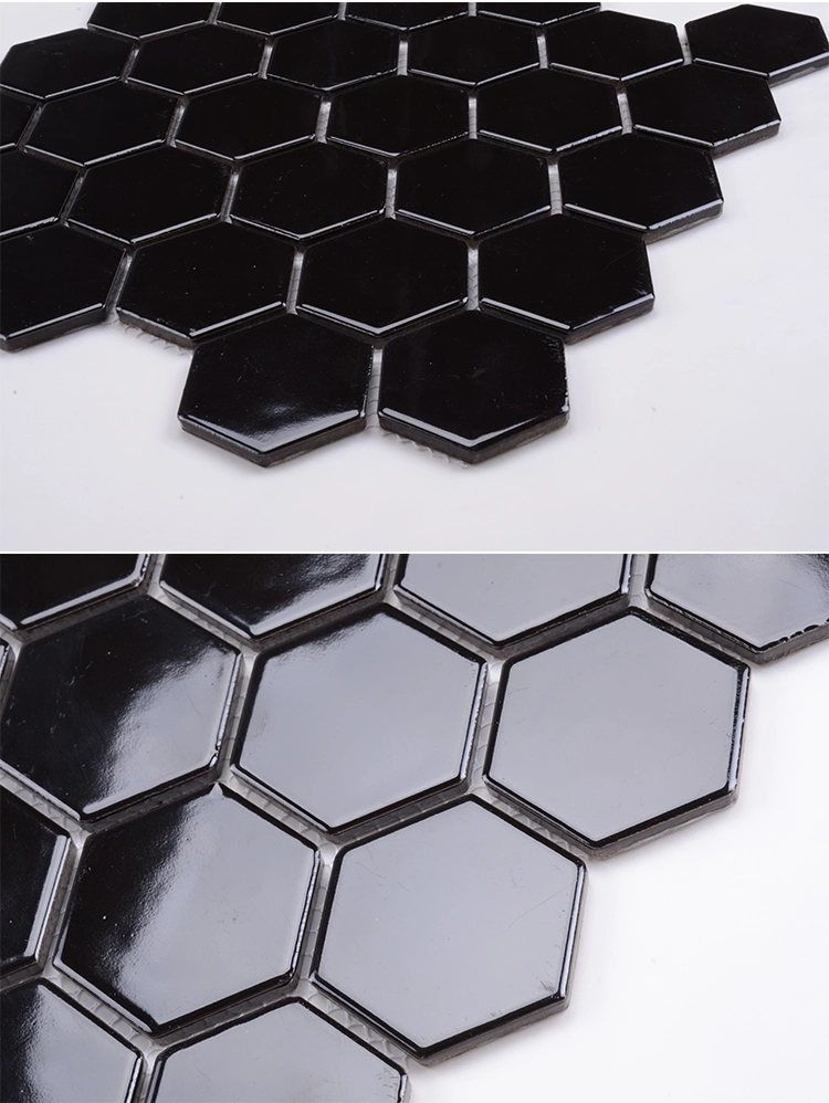 305X305mm Colored Glow in The Dark Black Ceramic Hexagon Mosaic