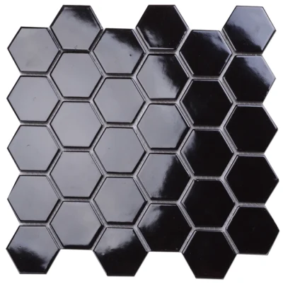 Mosaïque hexagonale colorée en céramique noire, 305x305mm, lueur dans la nuit