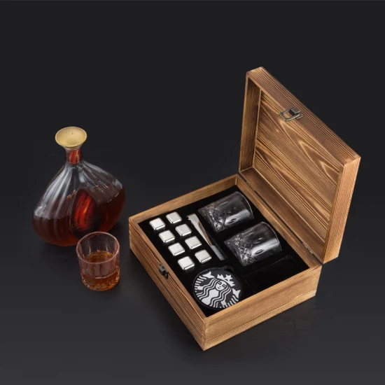 Glaçons à whisky en acier inoxydable, pierres à whisky avec verre